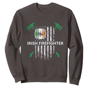 Irish Firefighter Fir Na Tine Man Of Fire Sweatshirt Irish American Flag TS09 Dark Chocolate Print Your Wear