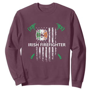 Irish Firefighter Fir Na Tine Man Of Fire Sweatshirt Irish American Flag TS09 Maroon Print Your Wear