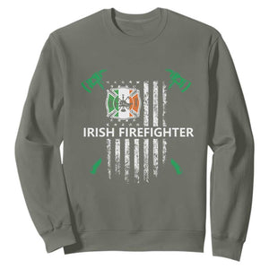 Irish Firefighter Fir Na Tine Man Of Fire Sweatshirt Irish American Flag TS09 Military Green Print Your Wear