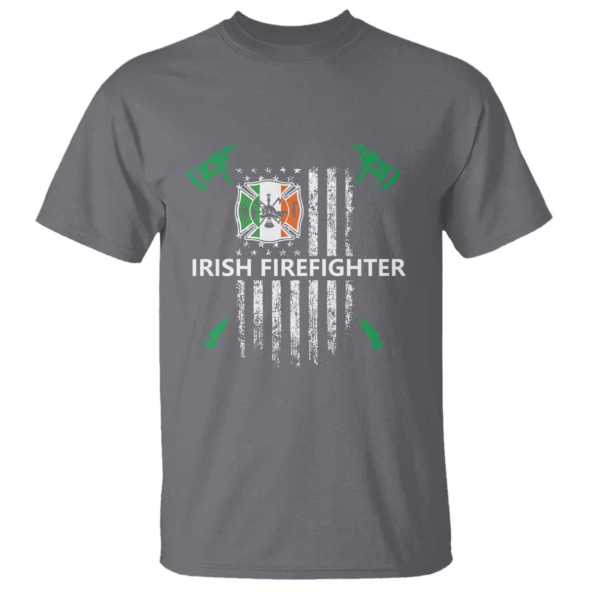 Irish Firefighter Fir Na Tine Man Of Fire T Shirt Irish American Flag TS09 Charcoal Print Your Wear