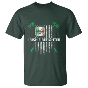 Irish Firefighter Fir Na Tine Man Of Fire T Shirt Irish American Flag TS09 Dark Forest Green Print Your Wear