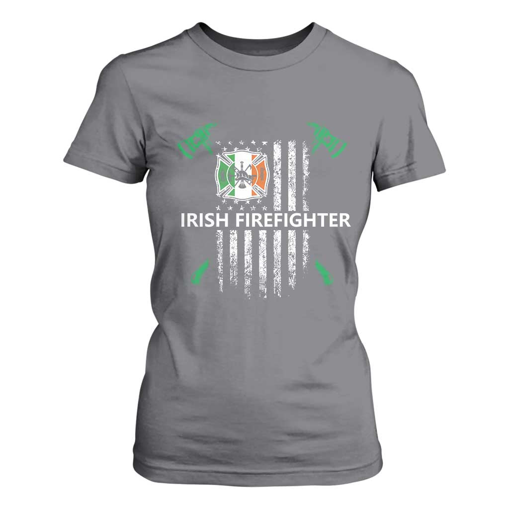 Irish Firefighter Fir Na Tine Man Of Fire T Shirt For Women Irish American Flag TS09 Charcoal Print Your Wear