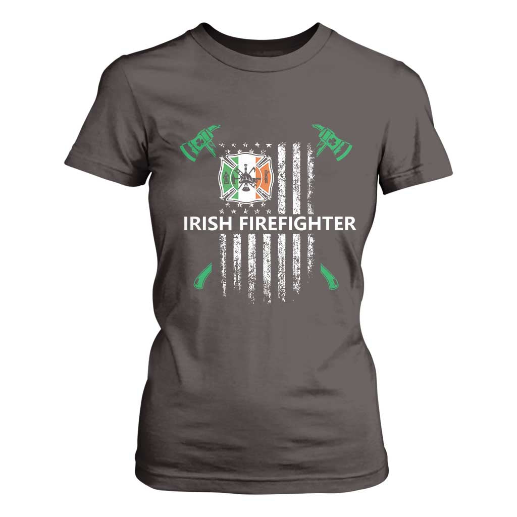 Irish Firefighter Fir Na Tine Man Of Fire T Shirt For Women Irish American Flag TS09 Dark Chocolate Print Your Wear