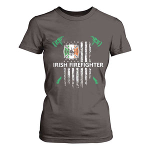 Irish Firefighter Fir Na Tine Man Of Fire T Shirt For Women Irish American Flag TS09 Dark Chocolate Print Your Wear