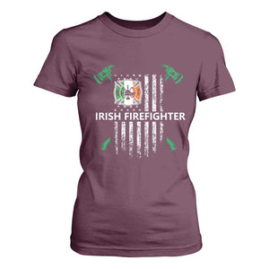 Irish Firefighter Fir Na Tine Man Of Fire T Shirt For Women Irish American Flag TS09 Maroon Print Your Wear