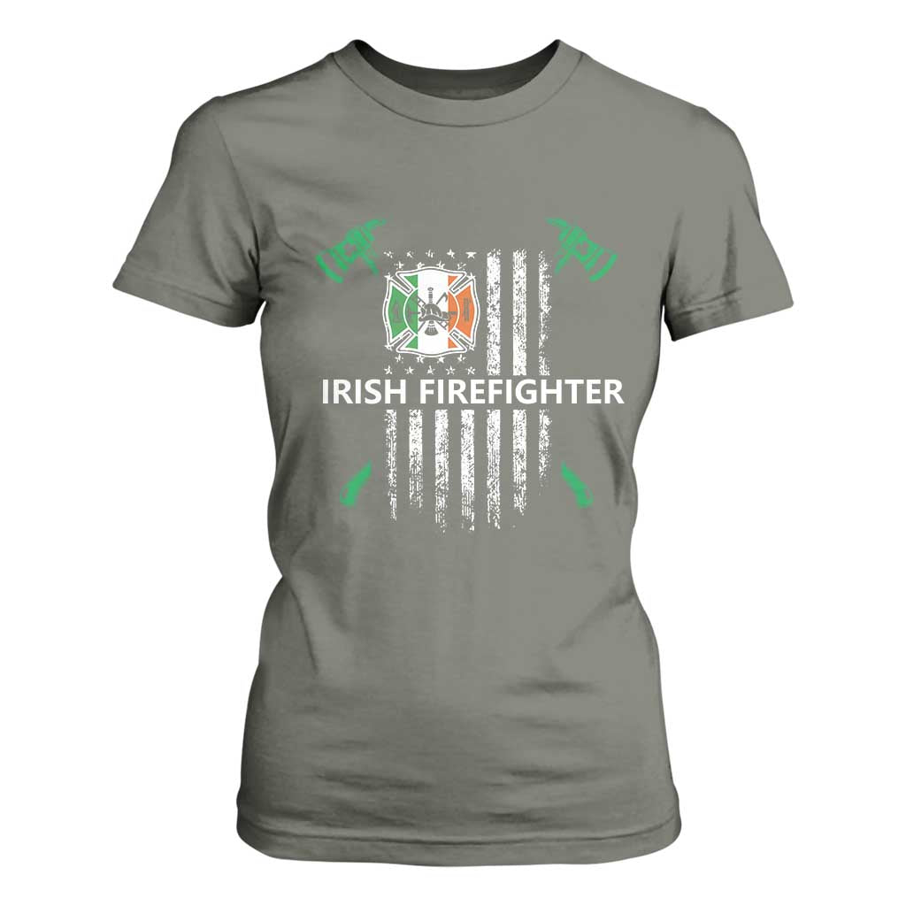 Irish Firefighter Fir Na Tine Man Of Fire T Shirt For Women Irish American Flag TS09 Military Green Print Your Wear