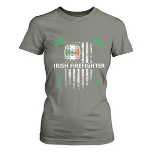 Irish Firefighter Fir Na Tine Man Of Fire T Shirt For Women Irish American Flag TS09 Military Green Print Your Wear