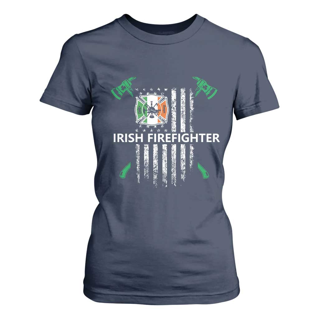 Irish Firefighter Fir Na Tine Man Of Fire T Shirt For Women Irish American Flag TS09 Navy Print Your Wear