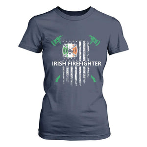 Irish Firefighter Fir Na Tine Man Of Fire T Shirt For Women Irish American Flag TS09 Navy Print Your Wear