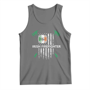 Irish Firefighter Fir Na Tine Man Of Fire Tank Top Irish American Flag TS09 Black Heather Print Your Wear