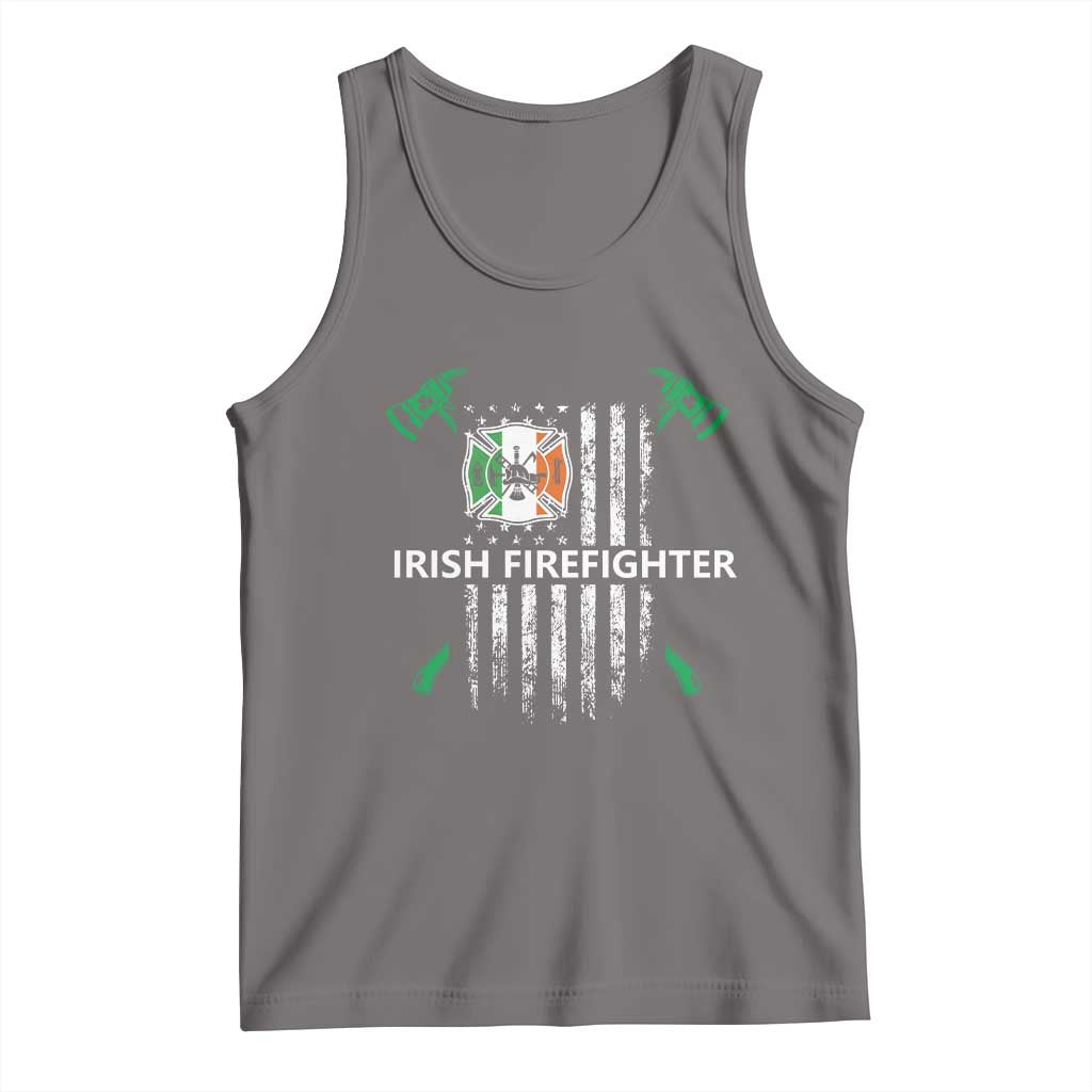 Irish Firefighter Fir Na Tine Man Of Fire Tank Top Irish American Flag TS09 Deep Heather Print Your Wear