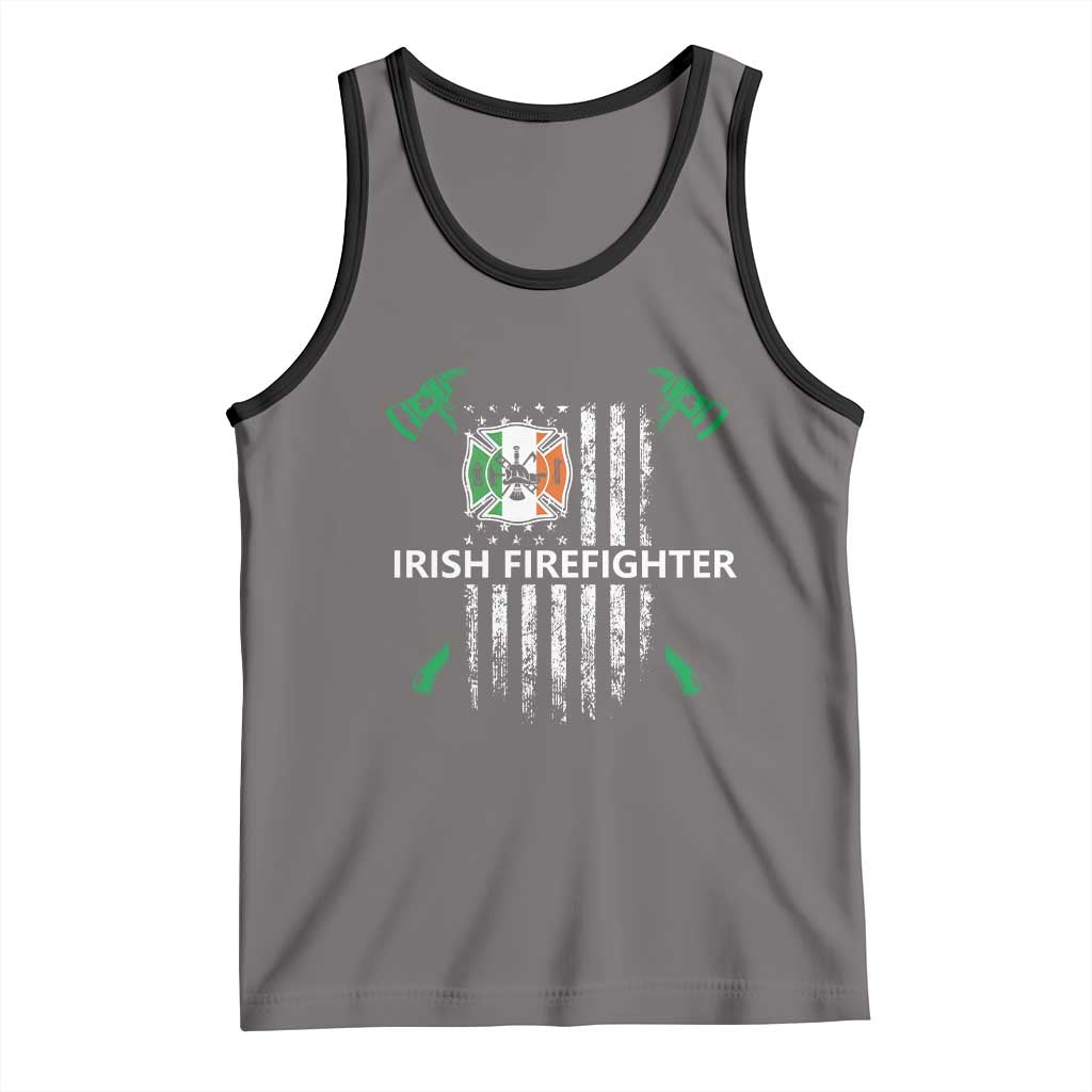 Irish Firefighter Fir Na Tine Man Of Fire Tank Top Irish American Flag TS09 Deep Heather Black Print Your Wear