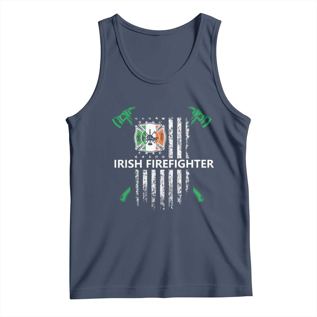 Irish Firefighter Fir Na Tine Man Of Fire Tank Top Irish American Flag TS09 Navy Print Your Wear