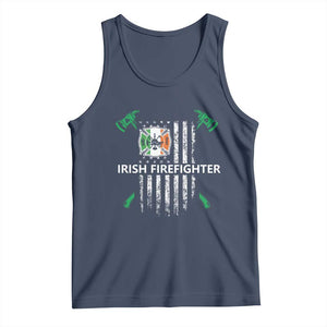 Irish Firefighter Fir Na Tine Man Of Fire Tank Top Irish American Flag TS09 Navy Print Your Wear