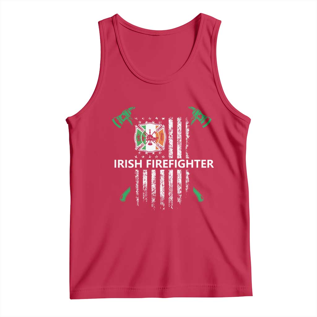 Irish Firefighter Fir Na Tine Man Of Fire Tank Top Irish American Flag TS09 Red Print Your Wear