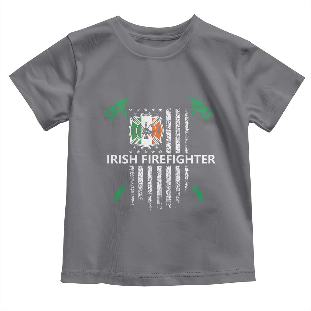 Irish Firefighter Fir Na Tine Man Of Fire Toddler T Shirt Irish American Flag TS09 Charcoal Print Your Wear