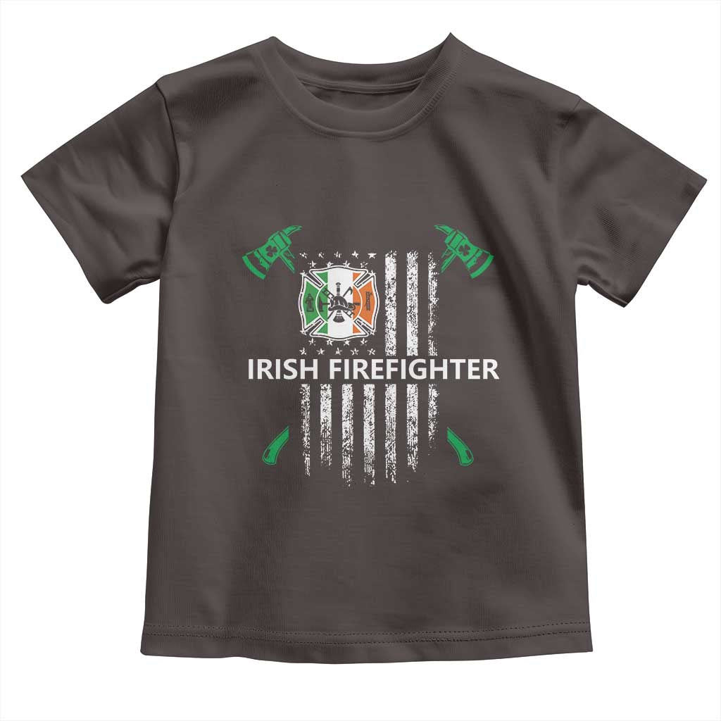 Irish Firefighter Fir Na Tine Man Of Fire Toddler T Shirt Irish American Flag TS09 Dark Chocolate Print Your Wear