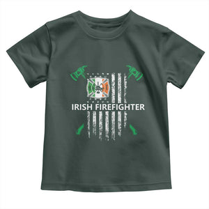 Irish Firefighter Fir Na Tine Man Of Fire Toddler T Shirt Irish American Flag TS09 Dark Forest Green Print Your Wear