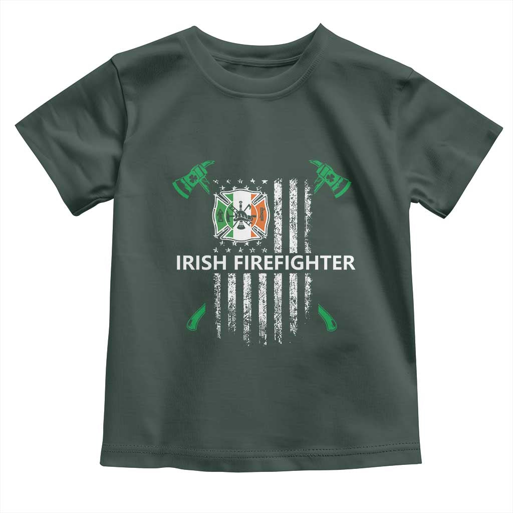 Irish Firefighter Fir Na Tine Man Of Fire Toddler T Shirt Irish American Flag TS09 Dark Forest Green Print Your Wear