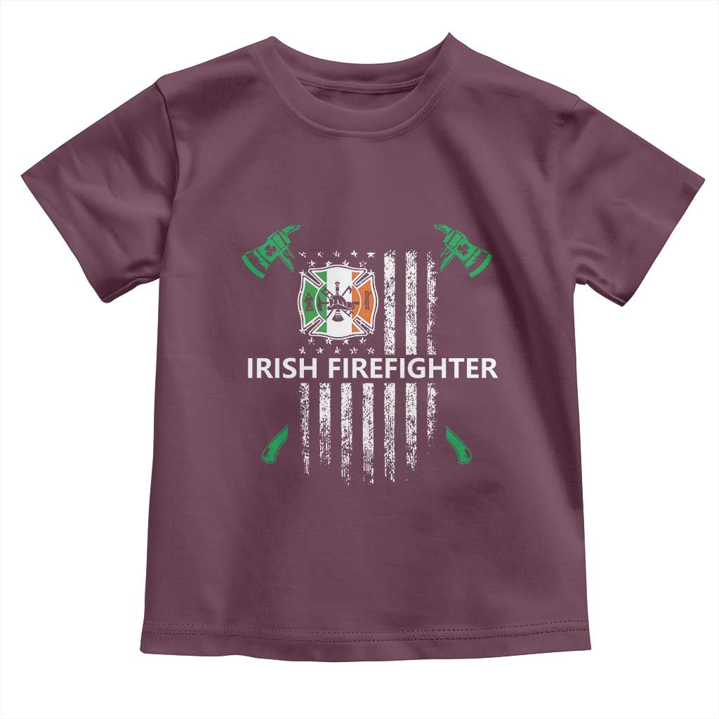 Irish Firefighter Fir Na Tine Man Of Fire Toddler T Shirt Irish American Flag TS09 Maroon Print Your Wear
