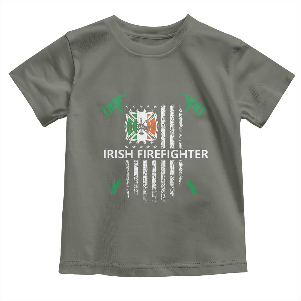 Irish Firefighter Fir Na Tine Man Of Fire Toddler T Shirt Irish American Flag TS09 Military Green Print Your Wear