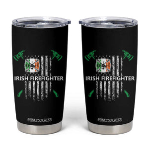 Irish Firefighter Fir Na Tine Man Of Fire Tumbler Cup Irish American Flag TS09 Black Print Your Wear