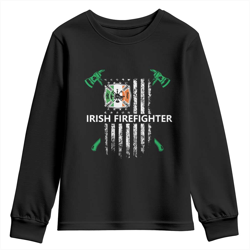 Irish Firefighter Fir Na Tine Man Of Fire Youth Sweatshirt Irish American Flag TS09 Black Print Your Wear