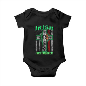 Irish Firefighter Baby Onesie Celtic Cross American Flag TS09 Black Print Your Wear