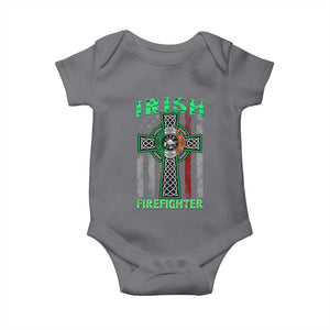 Irish Firefighter Baby Onesie Celtic Cross American Flag TS09 Charcoal Print Your Wear