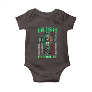 Irish Firefighter Baby Onesie Celtic Cross American Flag TS09 Dark Chocolate Print Your Wear