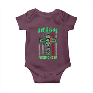 Irish Firefighter Baby Onesie Celtic Cross American Flag TS09 Maroon Print Your Wear
