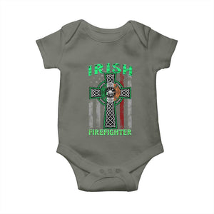 Irish Firefighter Baby Onesie Celtic Cross American Flag TS09 Military Green Print Your Wear