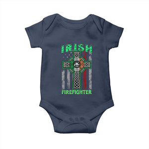 Irish Firefighter Baby Onesie Celtic Cross American Flag TS09 Navy Print Your Wear