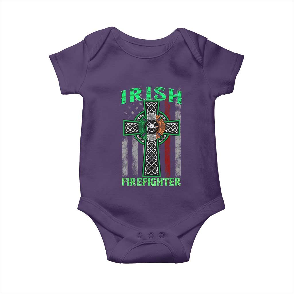 Irish Firefighter Baby Onesie Celtic Cross American Flag TS09 Purple Print Your Wear