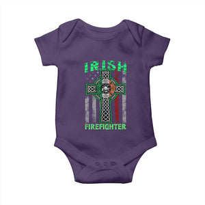 Irish Firefighter Baby Onesie Celtic Cross American Flag TS09 Purple Print Your Wear