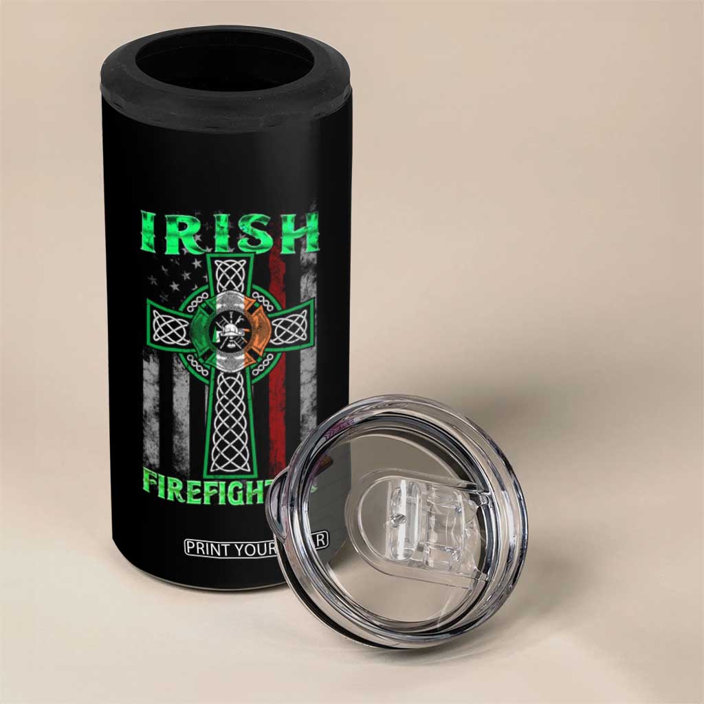 Irish Firefighter 4 in 1 Can Cooler Tumbler Celtic Cross American Flag TS09 Print Your Wear