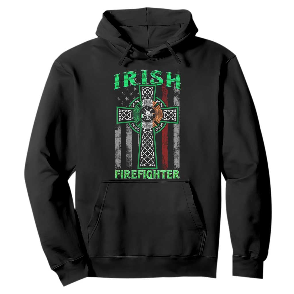 Irish Firefighter Hoodie Celtic Cross American Flag TS09 Black Print Your Wear
