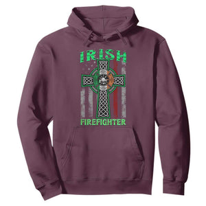 Irish Firefighter Hoodie Celtic Cross American Flag TS09 Maroon Print Your Wear