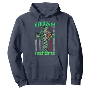 Irish Firefighter Hoodie Celtic Cross American Flag TS09 Navy Print Your Wear