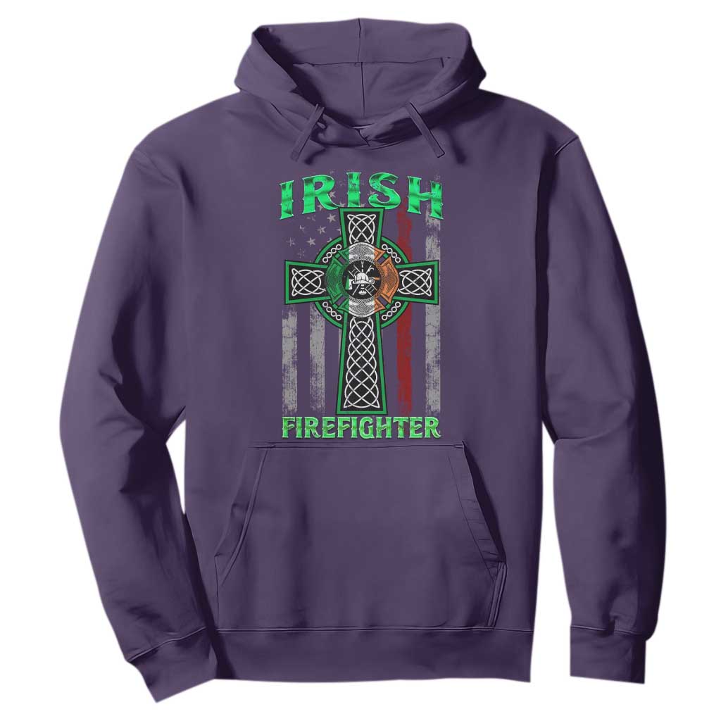 Irish Firefighter Hoodie Celtic Cross American Flag TS09 Purple Print Your Wear
