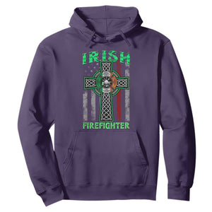 Irish Firefighter Hoodie Celtic Cross American Flag TS09 Purple Print Your Wear