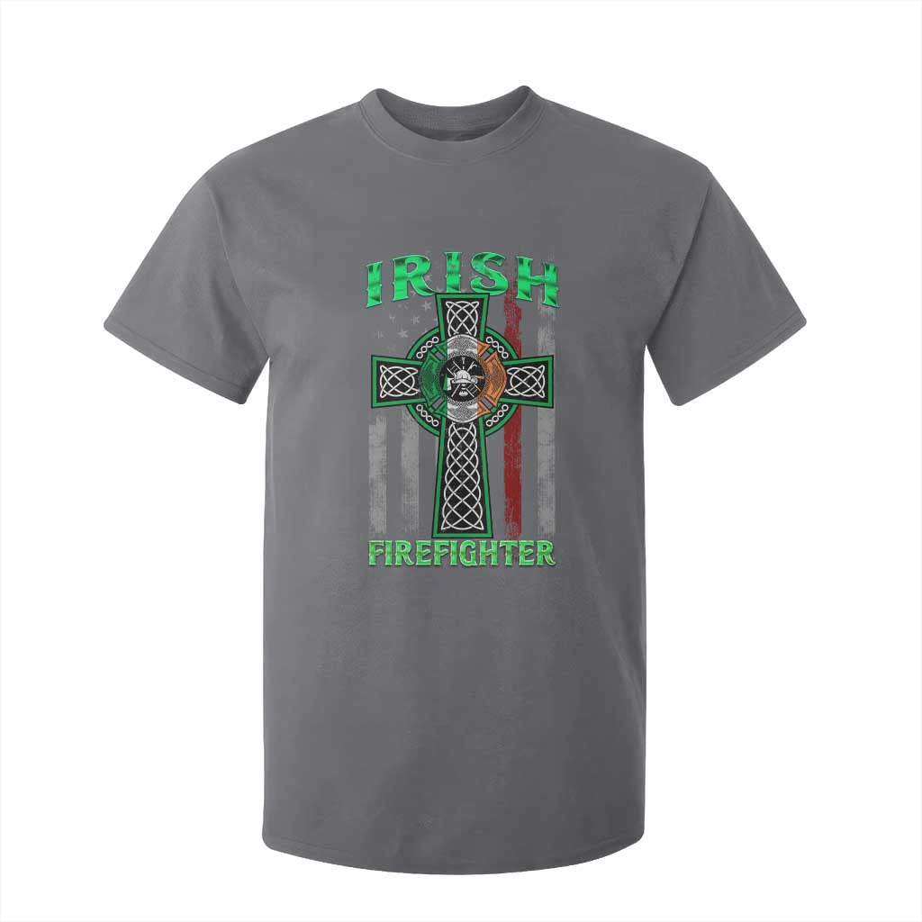 Irish Firefighter T Shirt For Kid Celtic Cross American Flag TS09 Charcoal Print Your Wear