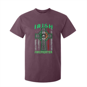 Irish Firefighter T Shirt For Kid Celtic Cross American Flag TS09 Maroon Print Your Wear