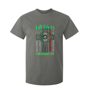 Irish Firefighter T Shirt For Kid Celtic Cross American Flag TS09 Military Green Print Your Wear