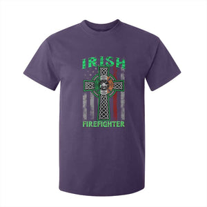 Irish Firefighter T Shirt For Kid Celtic Cross American Flag TS09 Purple Print Your Wear