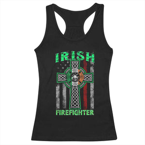 Irish Firefighter Racerback Tank Top Celtic Cross American Flag TS09 Black Print Your Wear