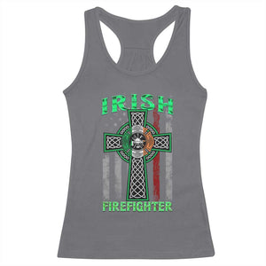 Irish Firefighter Racerback Tank Top Celtic Cross American Flag TS09 Charcoal Print Your Wear