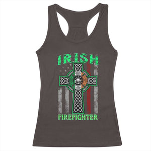 Irish Firefighter Racerback Tank Top Celtic Cross American Flag TS09 Dark Chocolate Print Your Wear