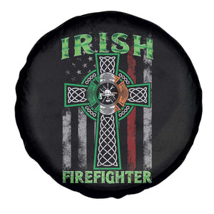 Irish Firefighter Spare Tire Cover Celtic Cross American Flag TS09 Print Your Wear