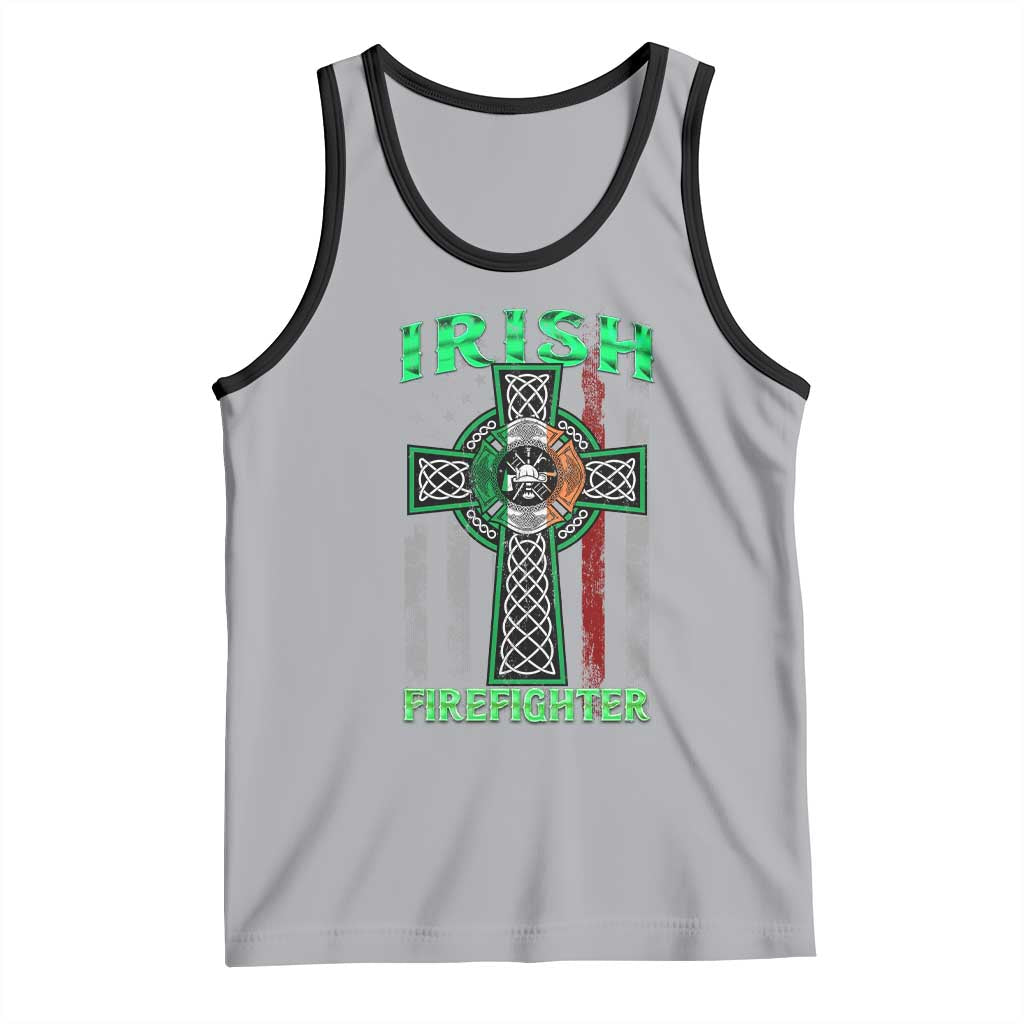 Irish Firefighter Tank Top Celtic Cross American Flag TS09 Athletic Heather Black Print Your Wear